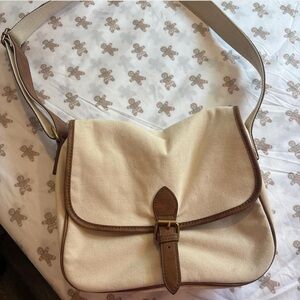 Elegant Cream and Brown Women's Bag